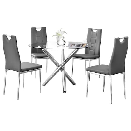 Kd Gabinetes 5 Piece Beverly Round Glass Dinette Set, Grey KD2533026